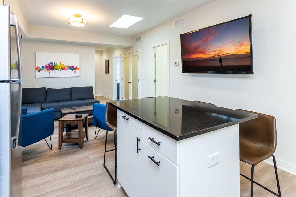 Skylight in living space for natural light; all new windows in condo in 2021