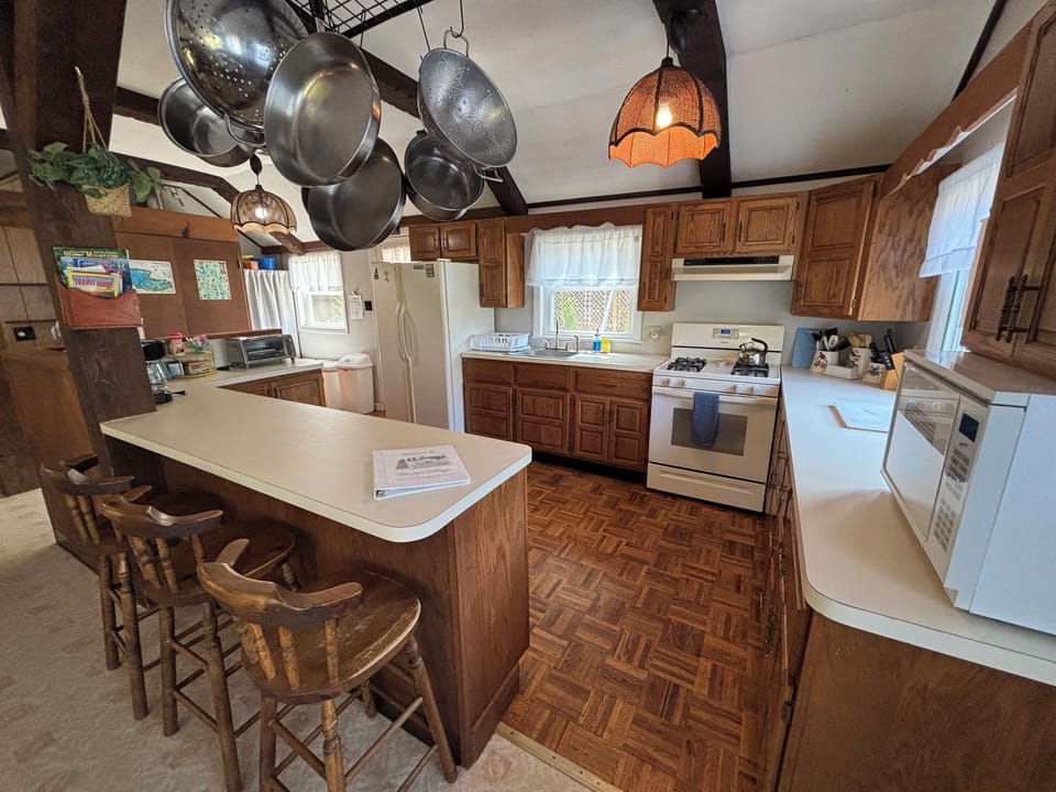 Gas (propane) range for use during your stay. There’s plenty of counter space! 