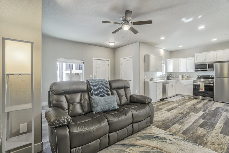 Comfortable couch with reclining chairs!