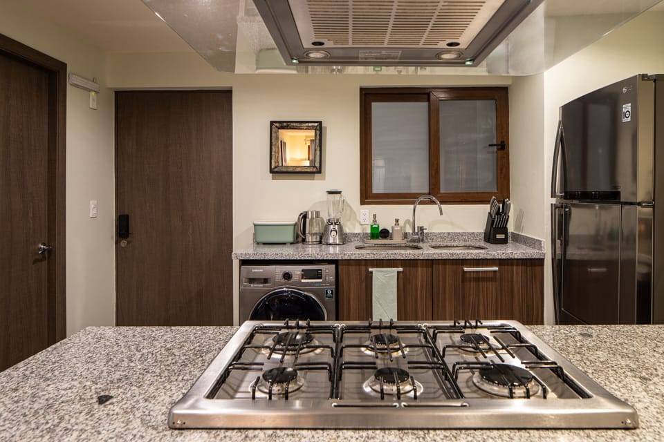 Superior Apartment | Private kitchen | Fridge, oven, stovetop, espresso maker