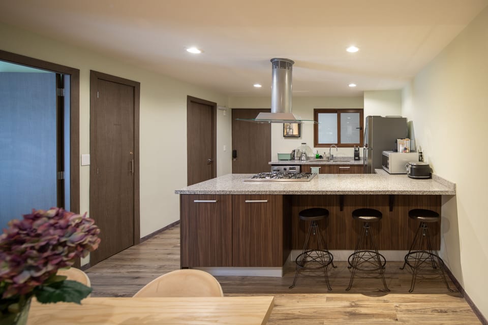 Superior Apartment | Private kitchen | Fridge, oven, stovetop, espresso maker
