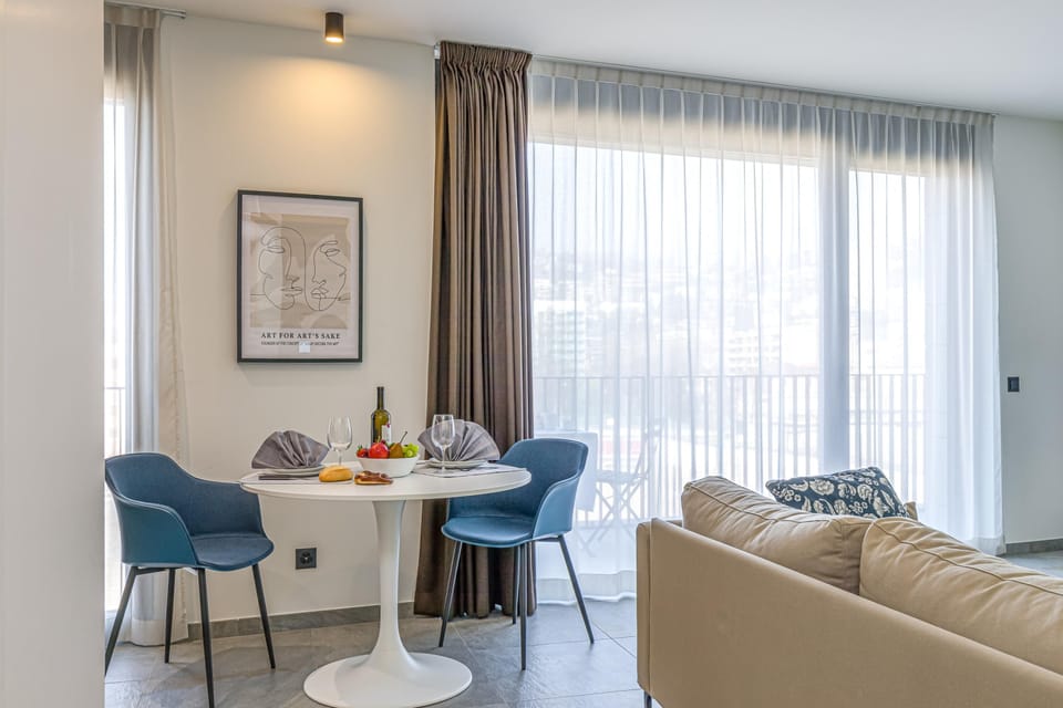Dining table with living room