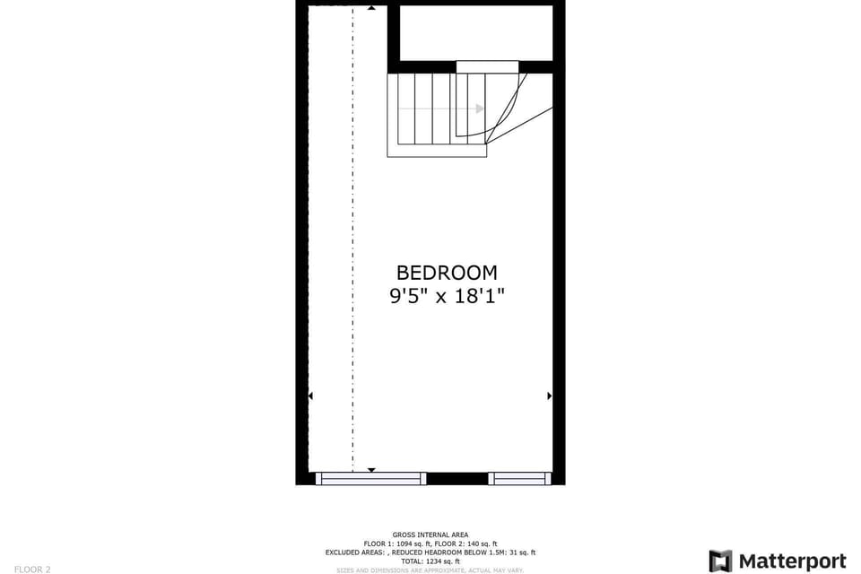 The loft area is above the 2nd bedroom