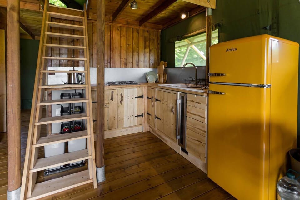 Cabin | Private kitchen | Fridge, stovetop, electric kettle