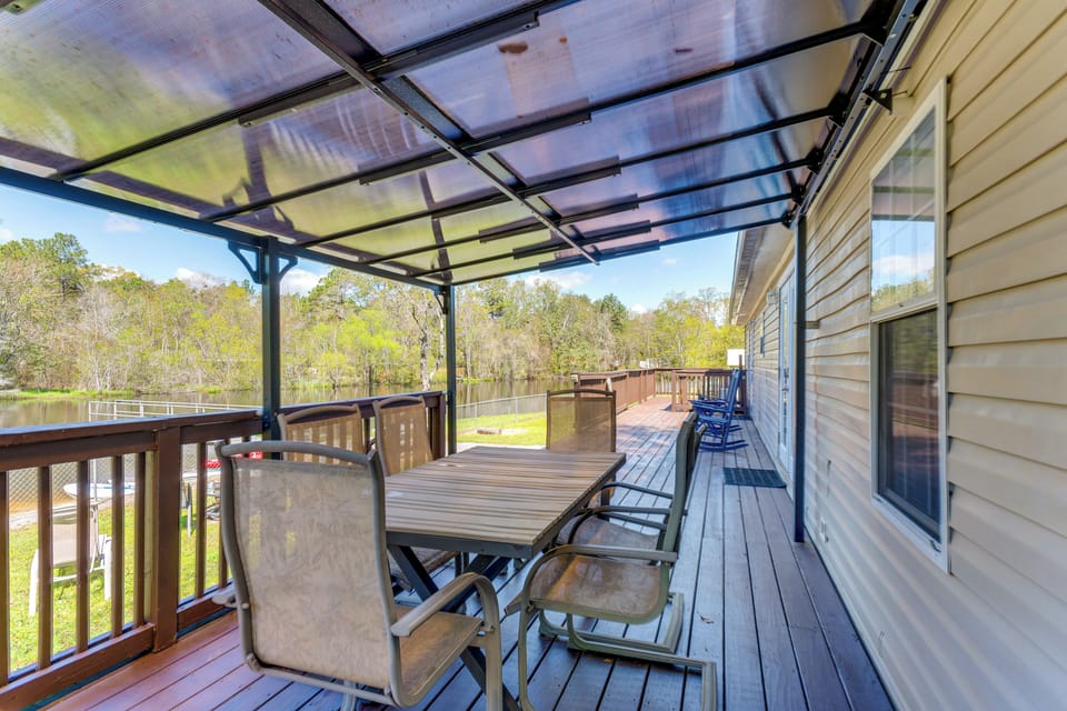 Wraparound Deck | Gas Grill | Dining Area | Water Views