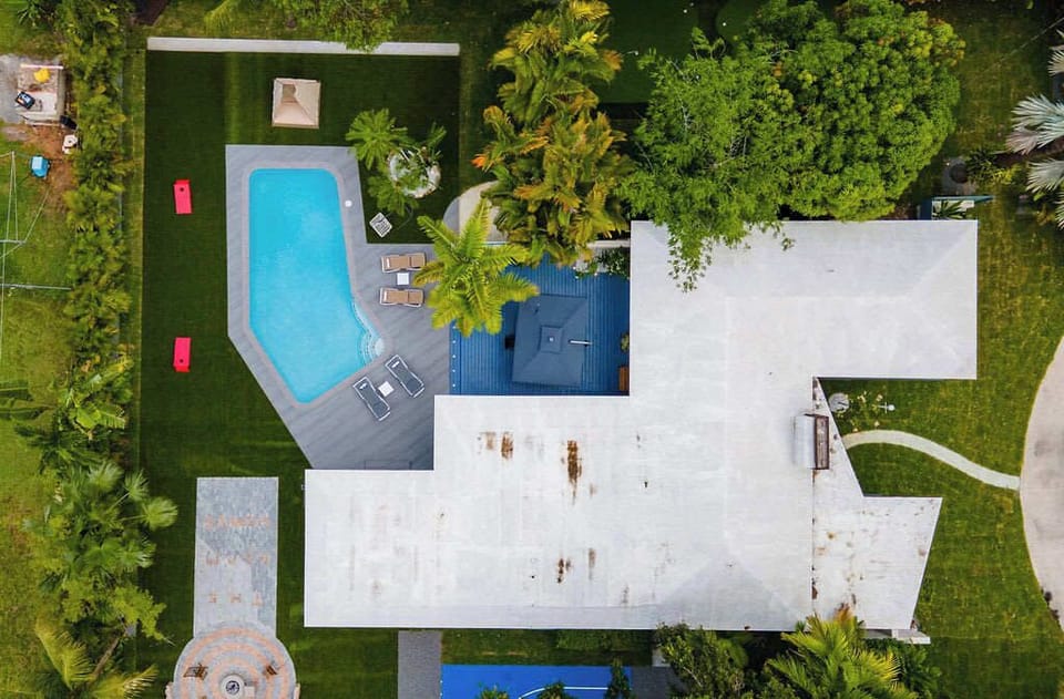 Aerial view of the whole property.