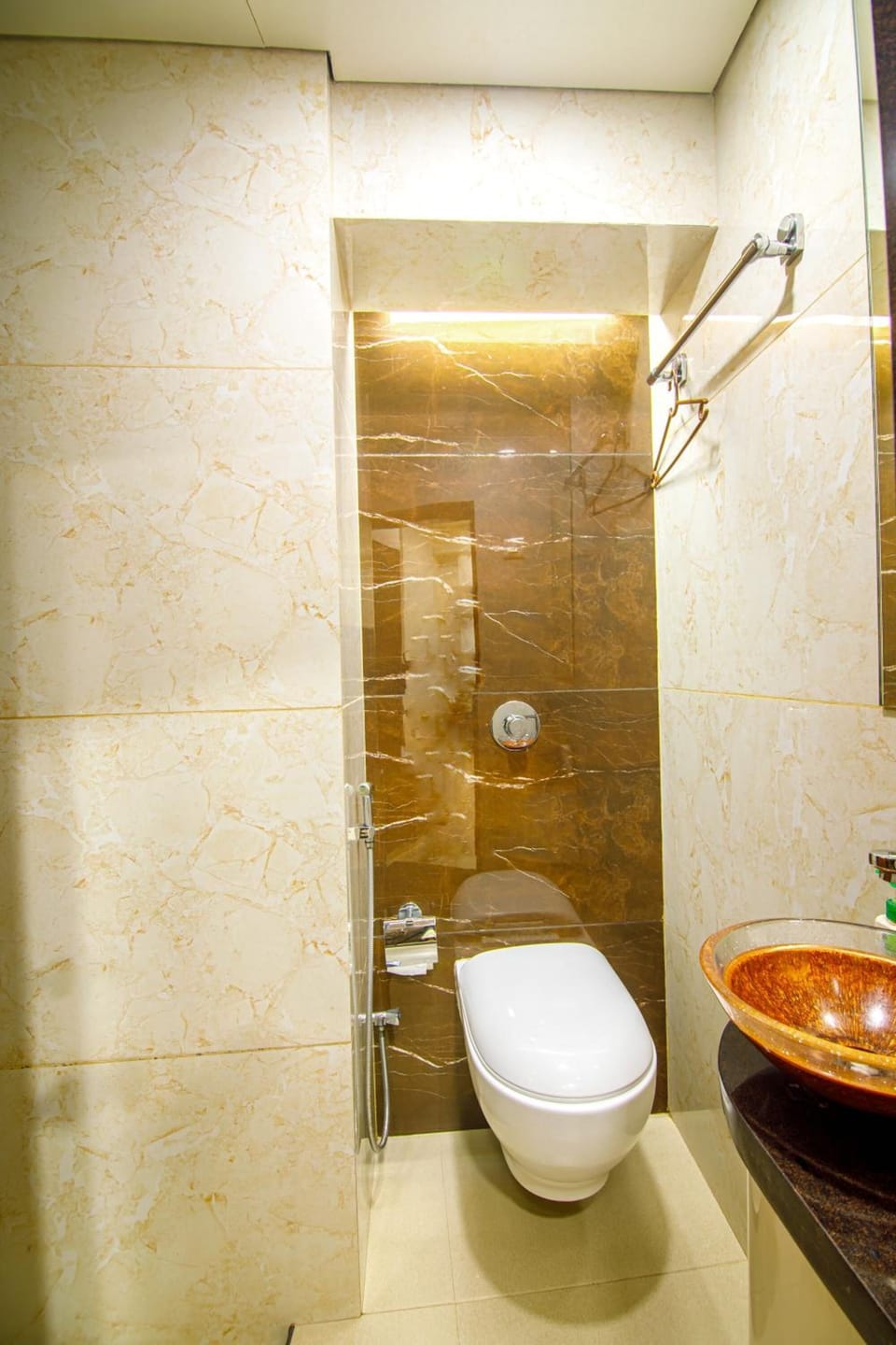 Shower, free toiletries, hair dryer, slippers