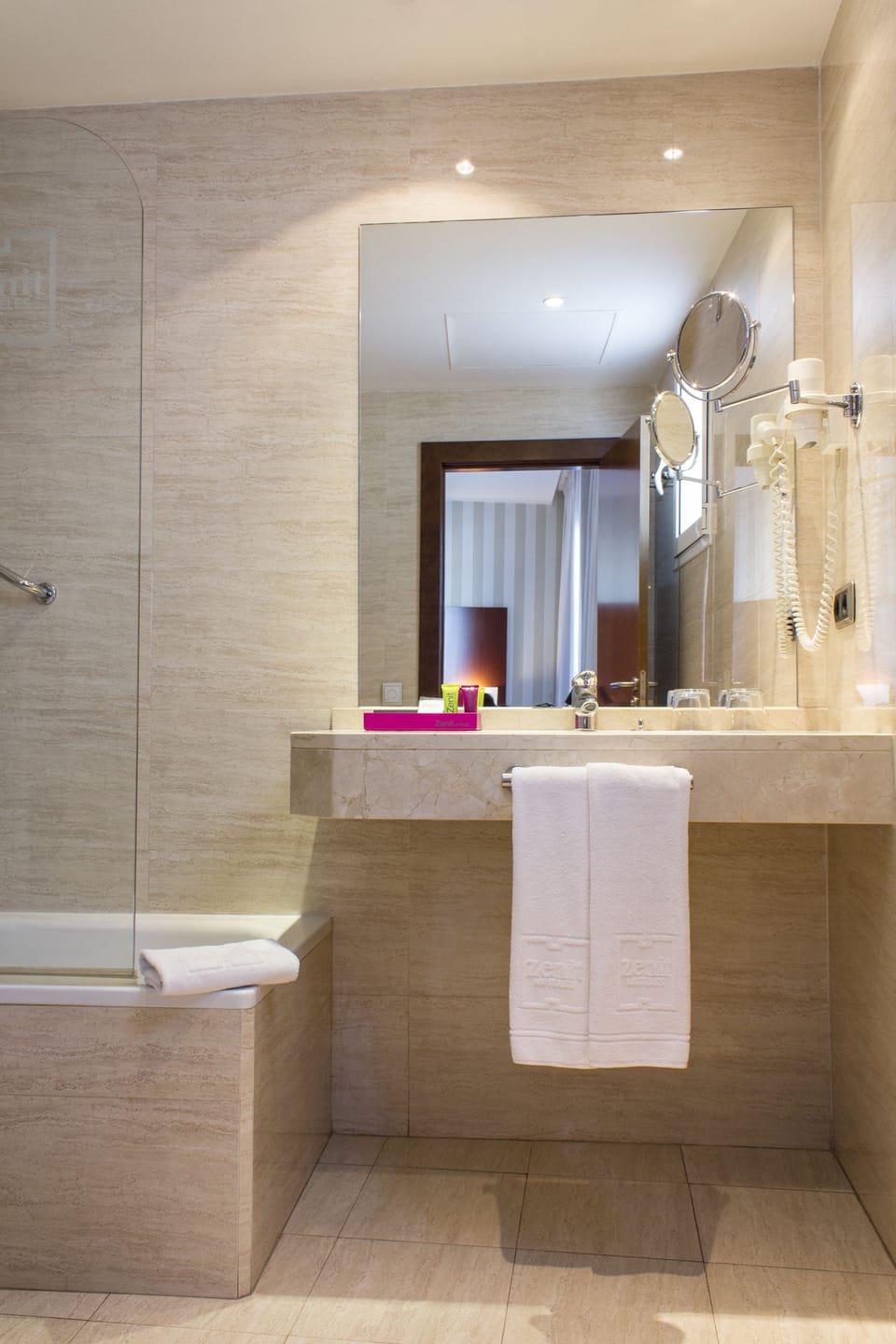 Free toiletries, hair dryer, bidet, towels