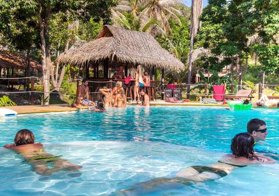 Outdoor pool, sun loungers