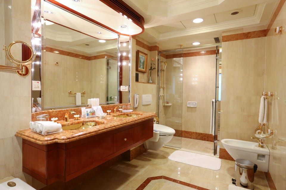 Hair dryer, bathrobes, slippers, bidet