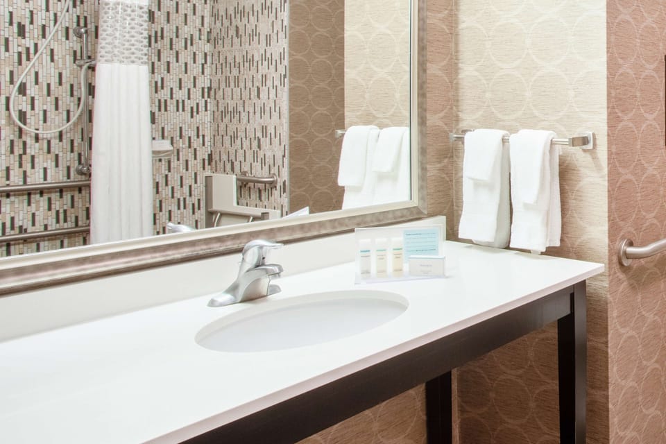 Free toiletries, hair dryer, towels