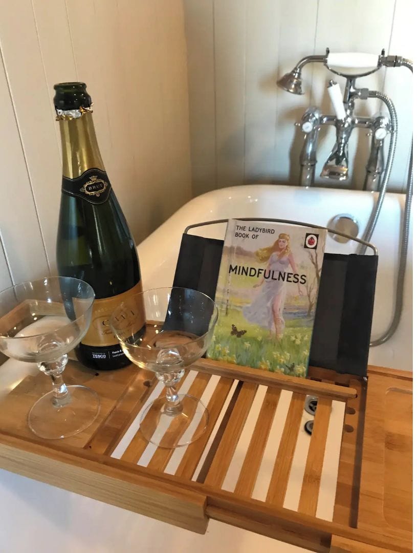 Realx in the roll-top bath with a glass of fizz, candles and a good book.