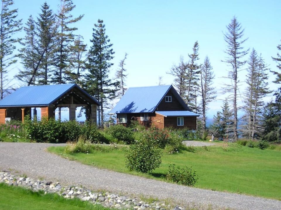 View of Redoubt cabin and gazebo