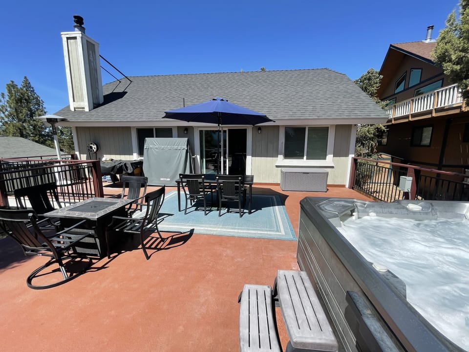 A view of the house from the back side of the deck.