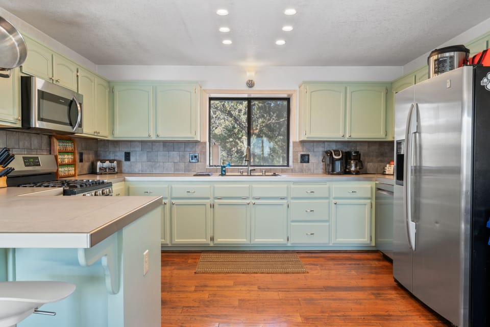 Spacious kitchen as viewed from the table.