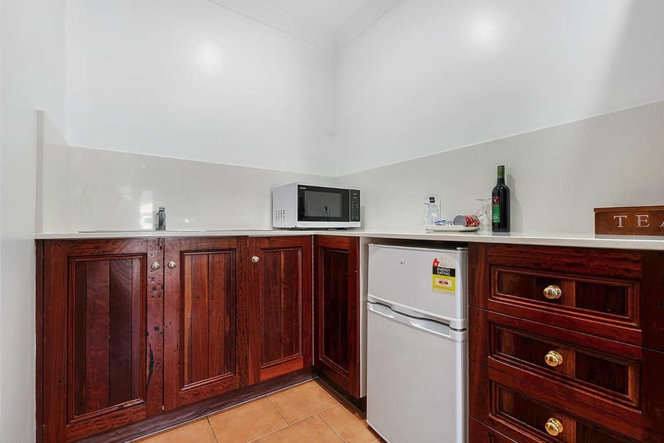 Fridge, microwave, electric kettle