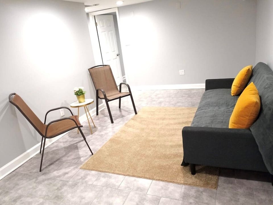 Small sitting area downstairs.