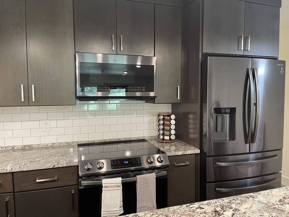 Brand new microwave and refrigerator