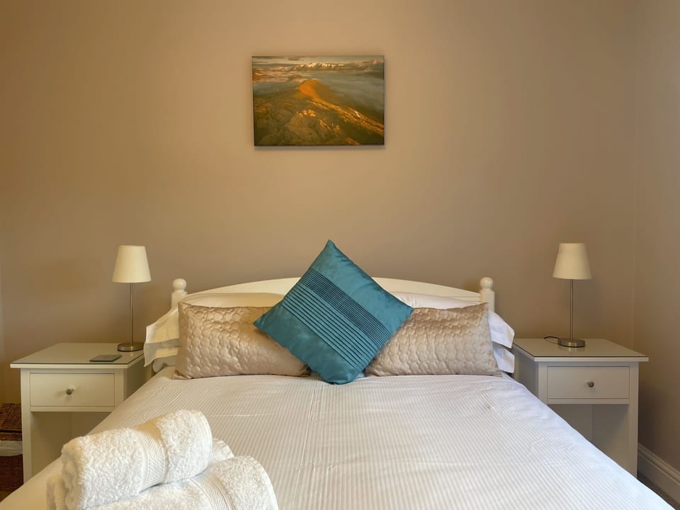 Enjoy a peaceful night in luxury white bed linen. Towels are also provided.