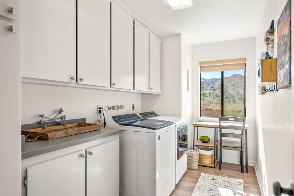 Laundry Room with a view and desk.  We also have some brochures about the Park.