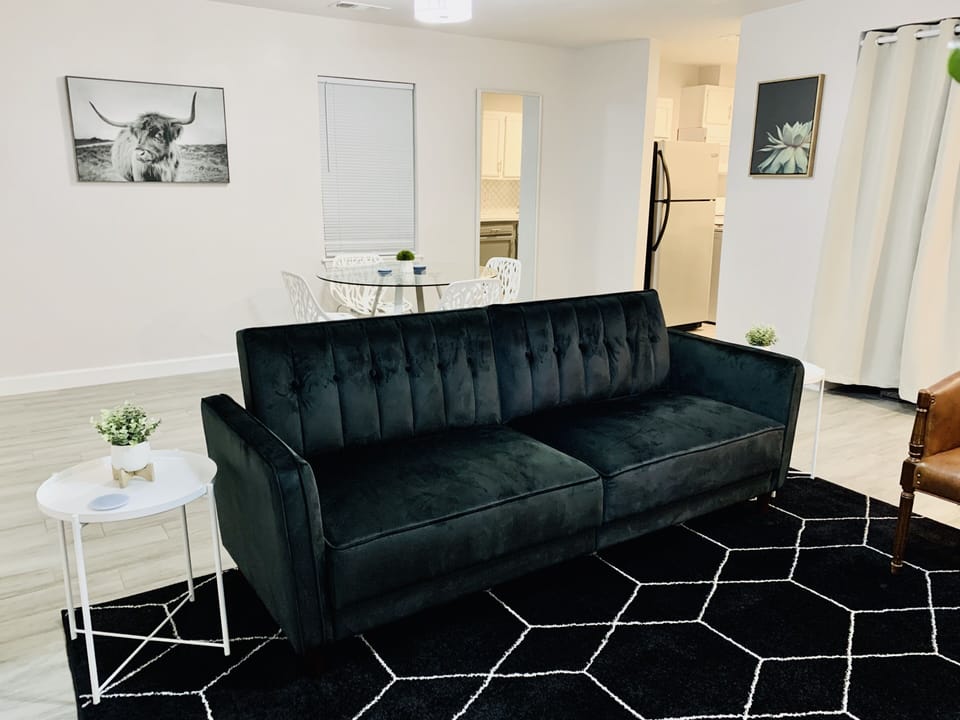 Velvet Couch doubles as a bed.