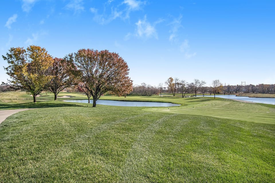 View of the golf course from the back yard. 