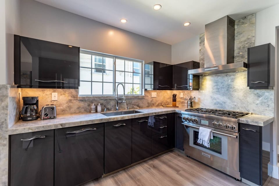 Thermador stainless steel appliances, coffee maker and toaster