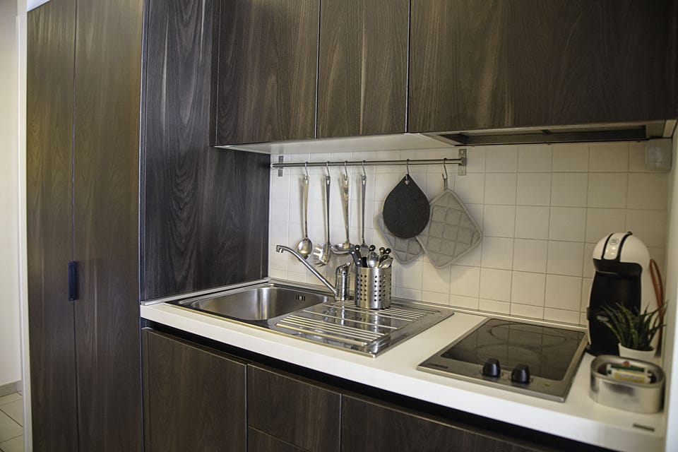 Deluxe Apartment, Kitchenette, City View | Private kitchen | Full-size fridge, microwave, espresso maker, electric kettle