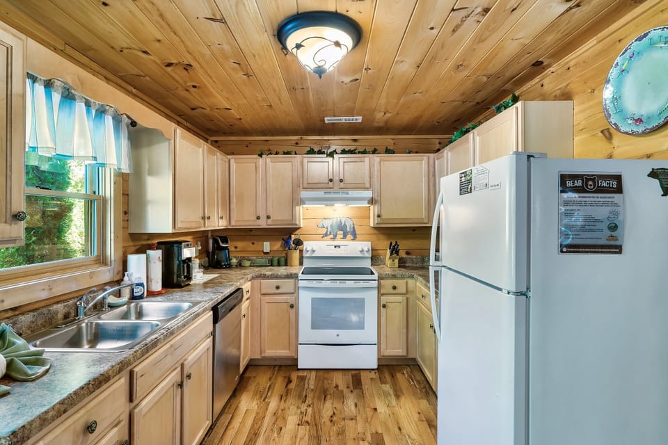 Kitchen, upstairs at the front of the cabin.