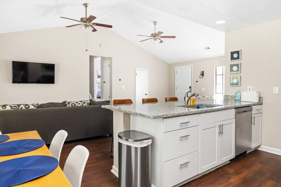 Our kitchen was recently renovated and features brand new stainless steel appliances.