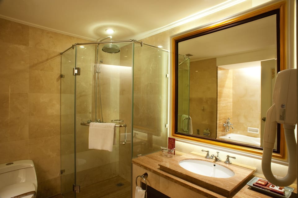 Free toiletries, hair dryer, towels