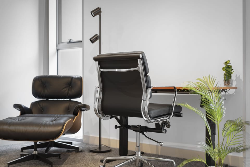 Office area.  Electric sit/stand desk.