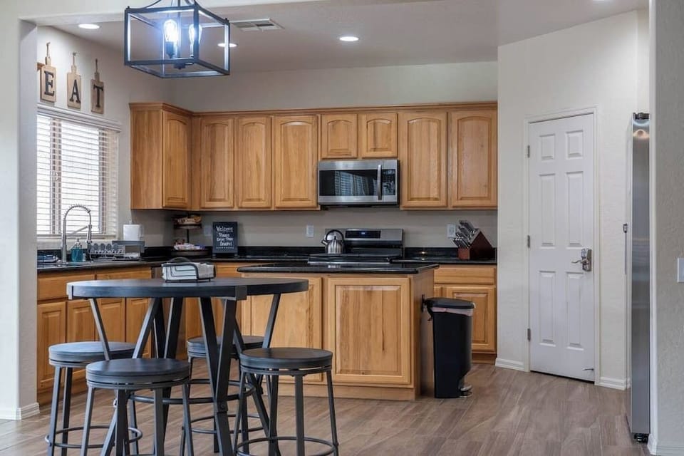 The kitchen is fully stocked with everything you may need to create family meals