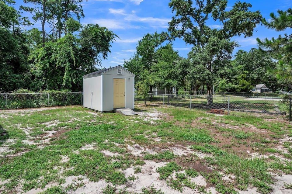 Plenty of room for pets to roam in the fenced-in backyard