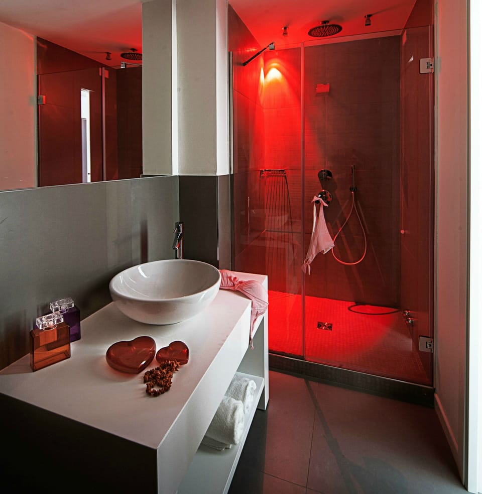Shower, free toiletries, hair dryer, bidet