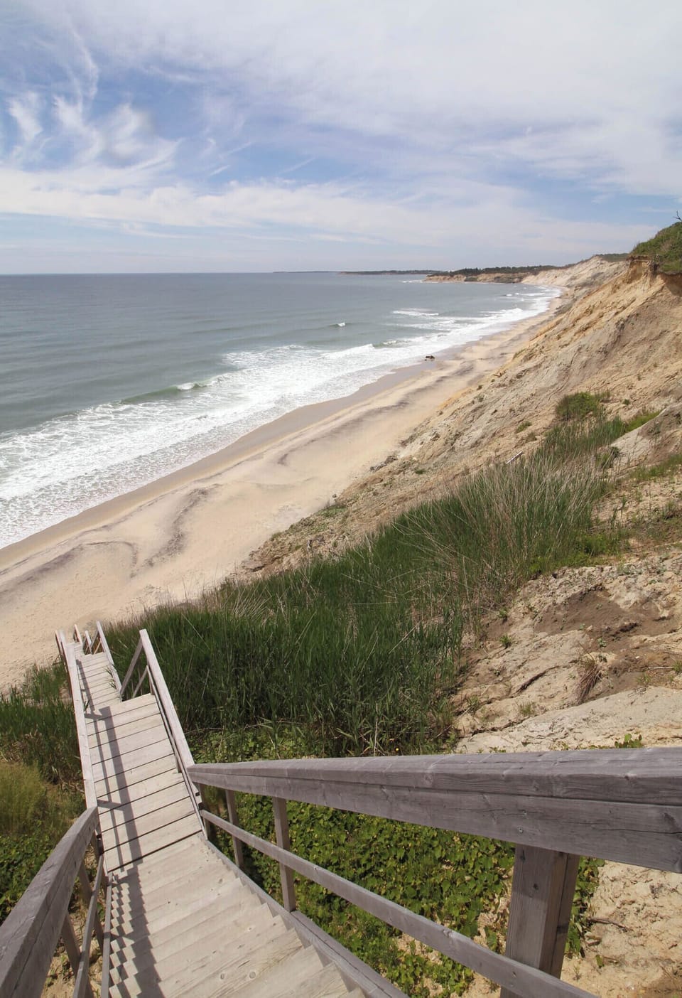 view from top of the stairs to private beach