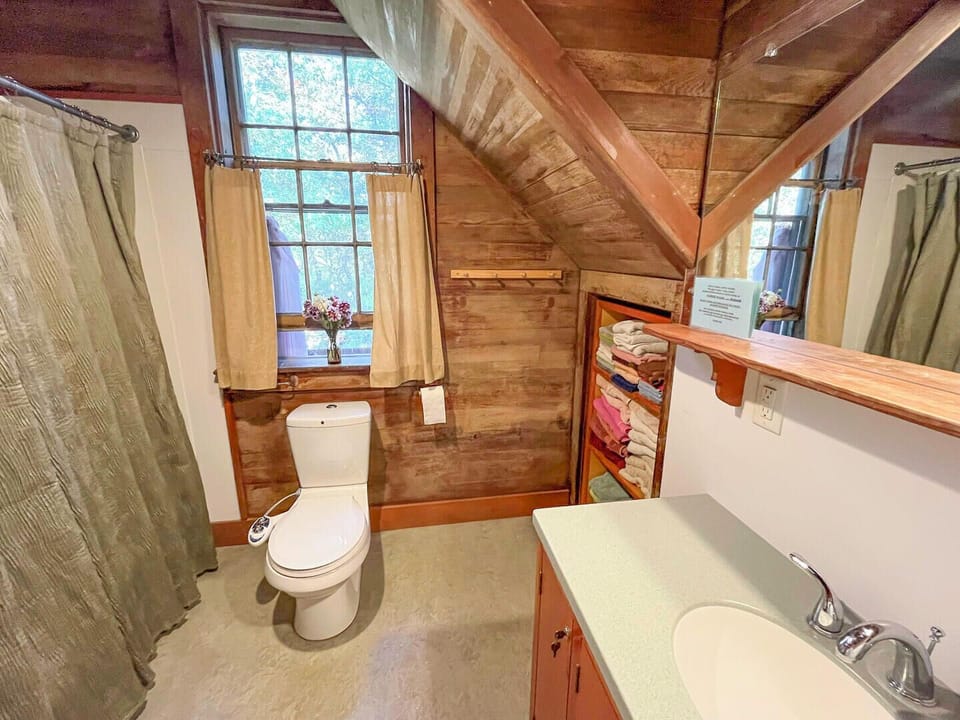 downstairs full bath w/ tub (outdoor shower to right of window)