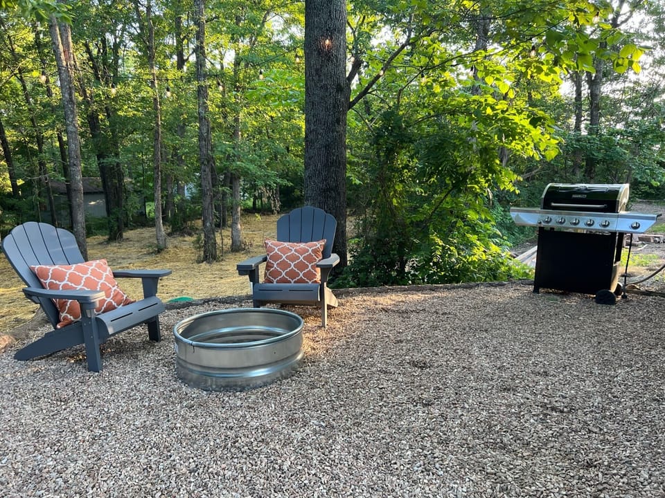 We provide the makings for your perfect night by the fire. Marshmallows, chocolate, graham crackers, firewood and fire sticks. You can't beat that deal. Or grill a steak or roast a hot dog.  Everything is ready for your night by the fire! Propane provided.