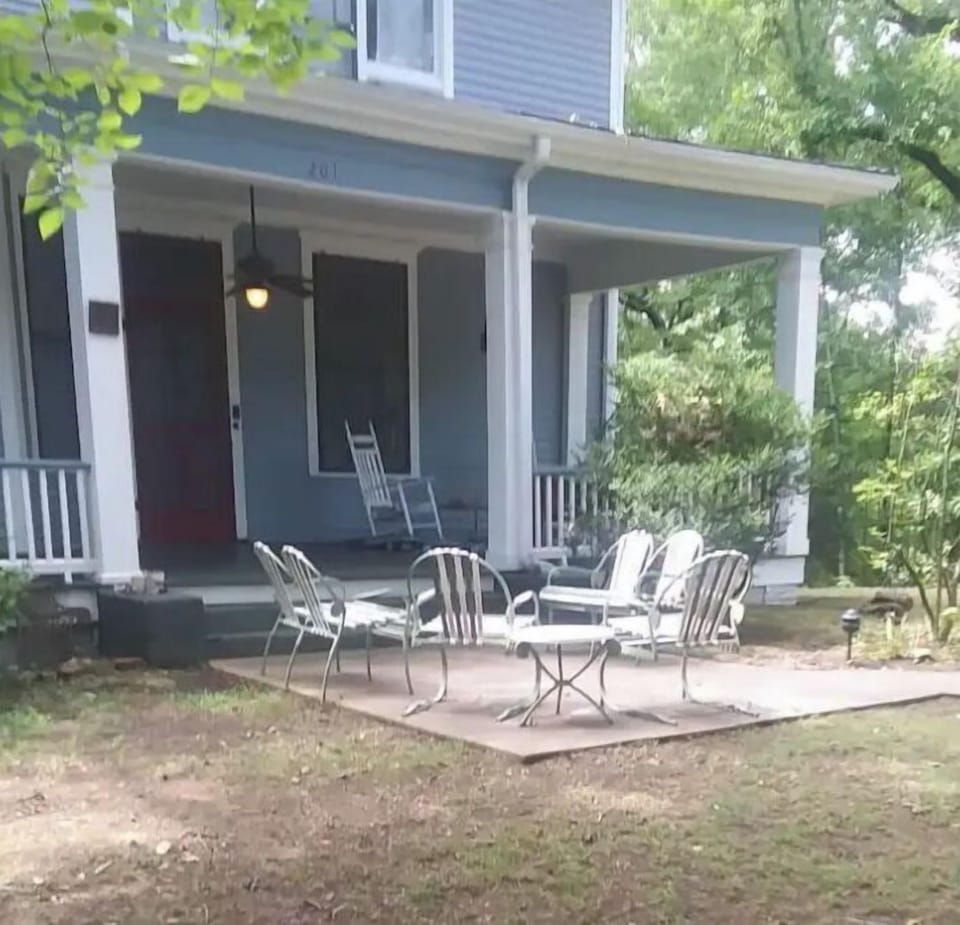 The covered porch, rocking chairs, and outside area is great for coffee chats!
