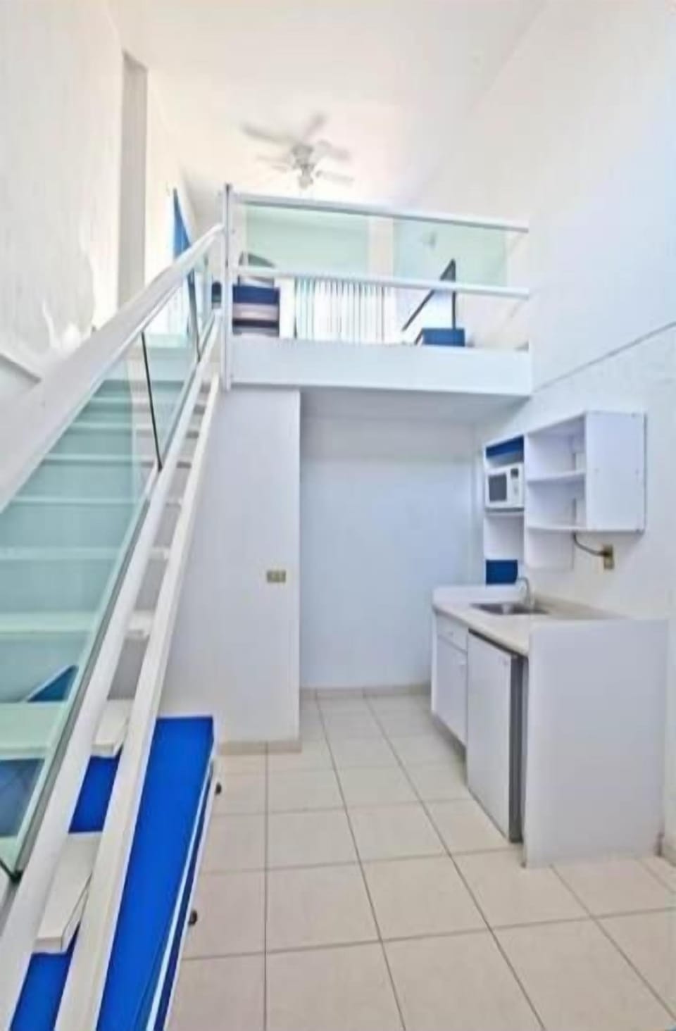 Full-size fridge, microwave