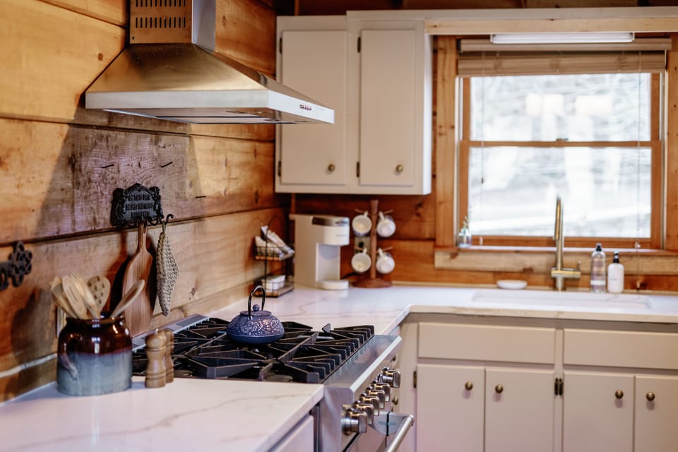 Chef grade stove and quartz counter tops
