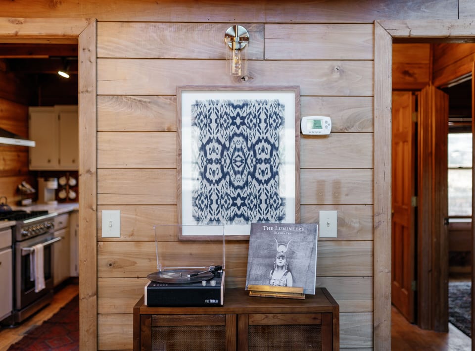 record player in the living/dining room