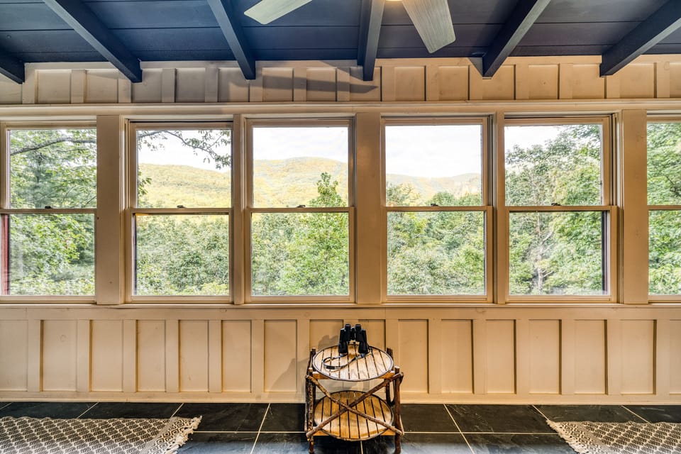 View of mountains from sunroom