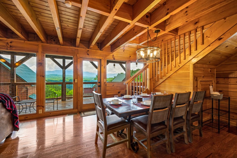 Dining room table with 4 chairs and bench 