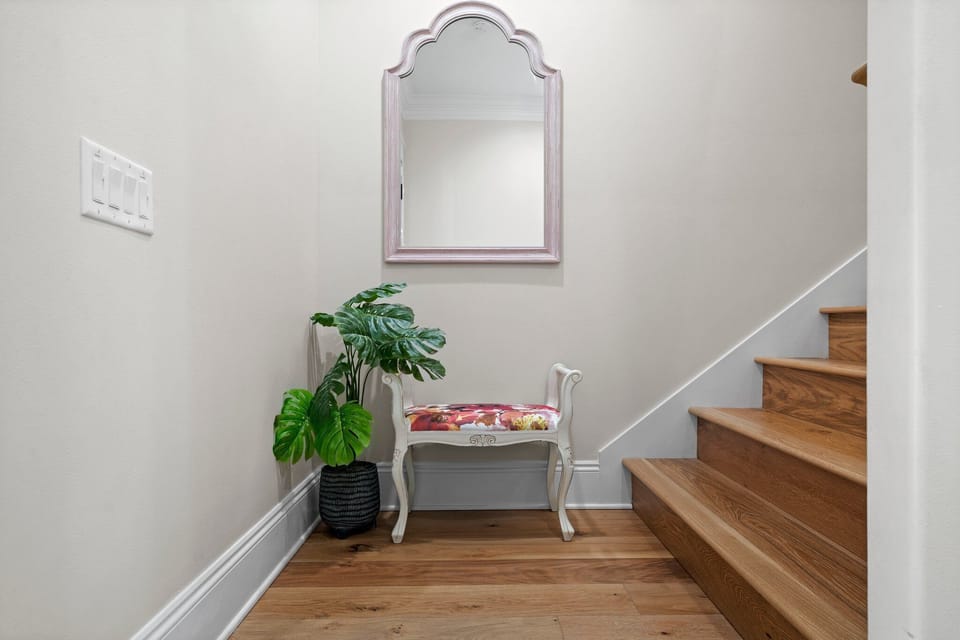 Large staircase leading to second floor 