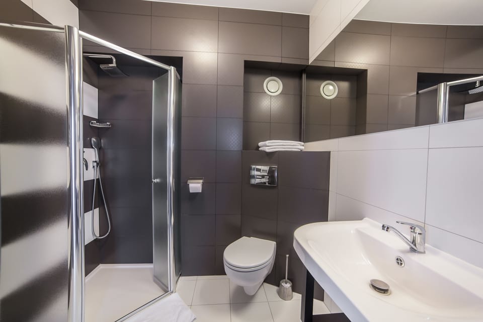 Twin Room (with an extra bed) | Bathroom | Shower, free toiletries, hair dryer, towels