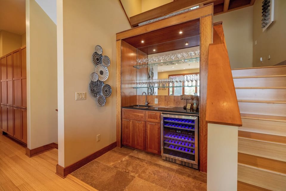Wet bar with wine cooler