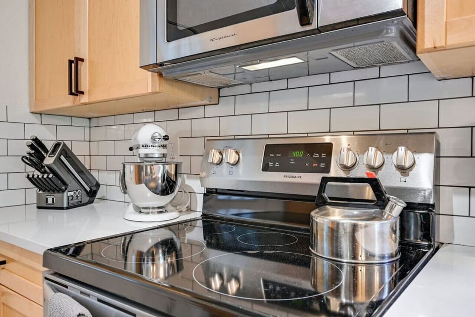 Well-equipped kitchen—perfect for coffee lovers and culinary adventures.