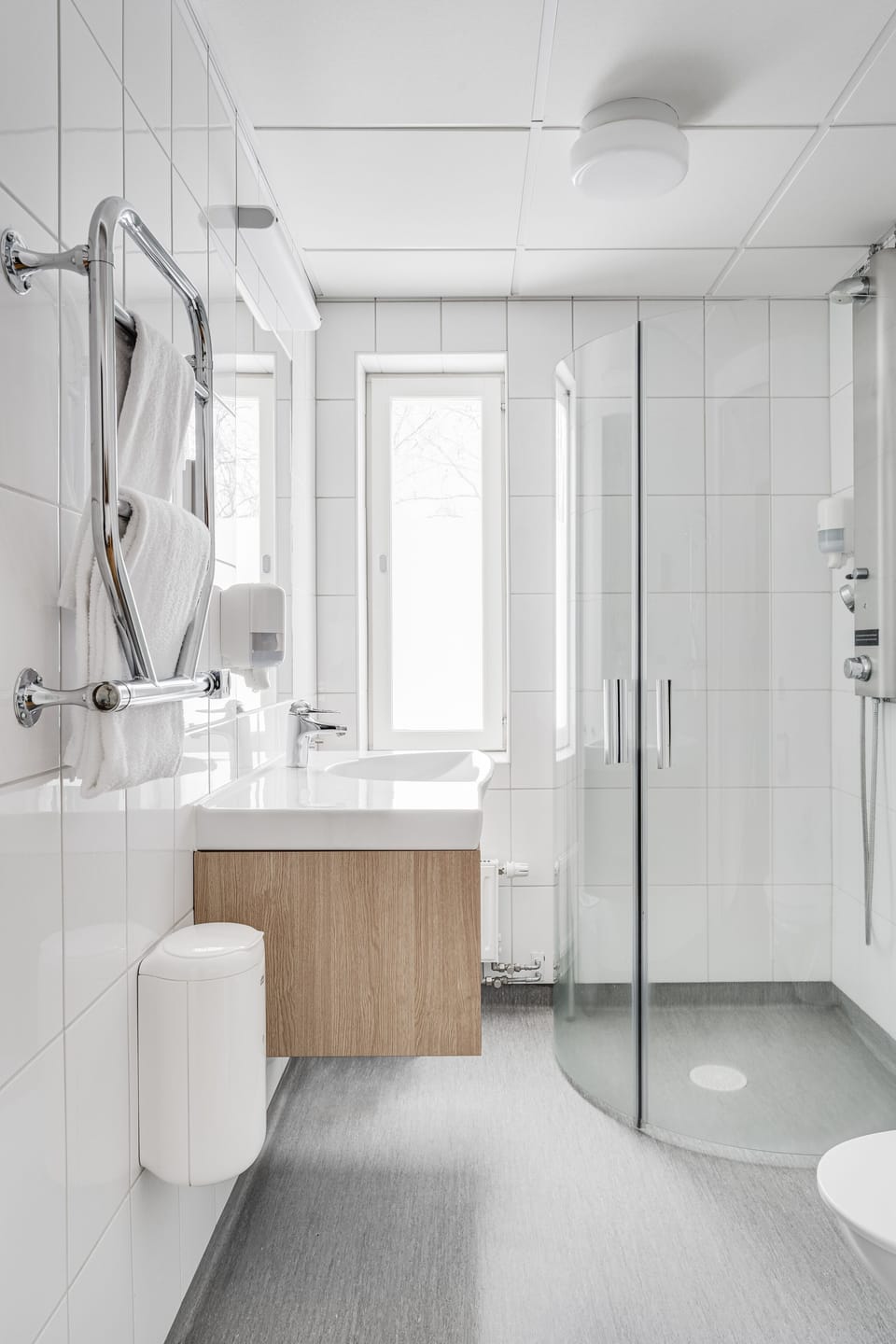 Shower, eco-friendly toiletries, hair dryer, bathrobes