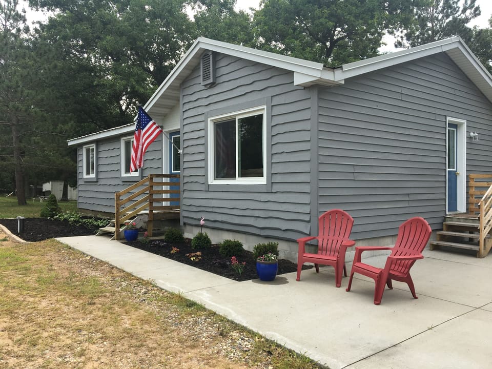 Front and side entry.  Large patio space to sit and enjoy.